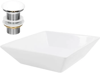 ML-Design Waschbecken Keramik in Weiß 41x41x12 cm Eckig inkl Ablaufgarnitur