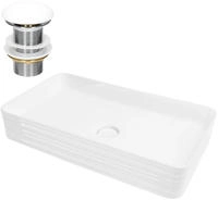 Luxebath - Ml-design Waschbecken Aus Keramik In Wei&szlig; 68x38x12 Cm Eckig Inkl.