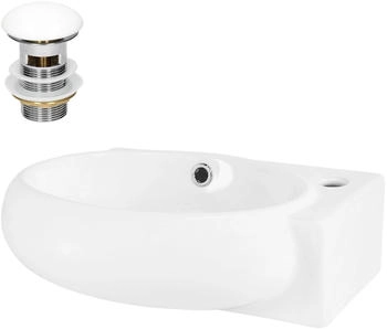 ML-Design Waschbecken Keramik Weiß 43x28x15 cm Oval inkl Ablaufgarnitur Weiß