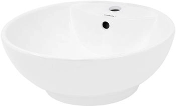 ECD Germany Design Waschbecken 455 x 185 mm Keramik Rund Wei&szlig; Aufsatzbecken