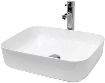 ECD Germany Waschbecken 505x395x135 mm Keramik Weiß Ablaufgarnitur ohne Überlauf