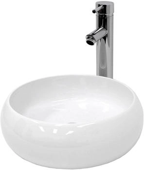 ECD Germany Waschbecken Waschtisch 350x120 mm Keramik Weiß inkl Ablaufgarnitur