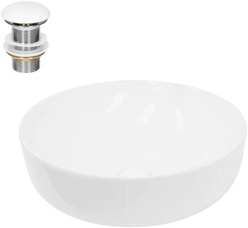 ECD Germany Waschbecken 400x400x135 mm Keramik inkl Ablaufgarnitur Ohne Überlauf