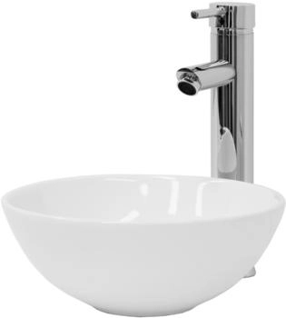 ML-Design Waschbecken Keramik in Weiß Glänzend 28x11,6cm Rund Aufsatzwaschbecken ML-Design Waschbecken Keramik in Weiß Glänzend 28x11,6cm Rund Aufsatzwaschbecken
