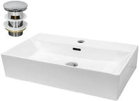 Luxebath - Ecd Germany Waschbecken Waschtisch 515x360x130 Mm Aus Keramik Wei&szlig; Inkl.