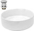 ECD Germany Design Waschbecken 355mm mit Ablaufgarnitur Keramik Rund Weiß