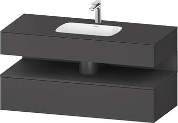 Duravit Qatego Einbauwaschtisch mit Unterbau 1200 mm mit Nischenbeleuchtung graphit matt (QA4787049490010)