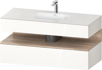 Duravit Qatego Einbauwaschtisch mit Unterbau 1200 mm mit Nischenbeleuchtung wei&szlig; hochglanz (QA4787055220010)