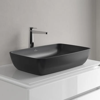 Villeroy & Boch Artis Aufsatzwaschtisch 580 x 380 mm eckig pure black CeramicPlus (417258R7)