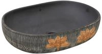 vidaXL Aufsatzwaschbecken Grau und Schwarz Oval 59x40x14 cm Keramik