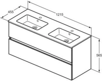 Ideal Standard Eurovit+ Doppelwaschtisch mit Unterschrank, 2 Schubladen, grau glänzend (R0576TI)