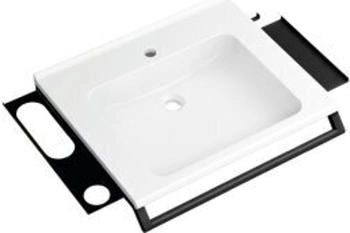 Hewi Mineralguss-Waschtisch mit Haltegriff, 2 Ablagen und Haken weiß/schwarz tiefmatt (950.19.073DC)