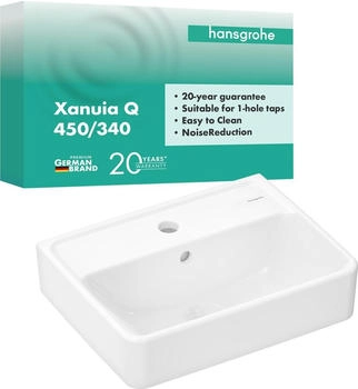 Hansgrohe Xanuia Q Handwaschbecken mit Hahnloch und &Uuml;berlauf, wei&szlig; (60130450)