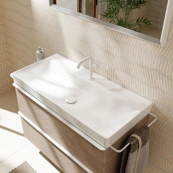 Hansgrohe Xelu Q Wandwaschtisch rechteckig mit Hahnloch ohne &Uuml;berlauf wei&szlig; (60321450)