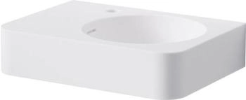 Steinberg Serie 449 Wand-Waschtisch Handwaschbecken aus Solid Surface matt weiß mit Handtuchhalter links (449 7100 W)