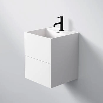 Steinberg Serie 443 Wandwaschtisch aus Solid Surface weiß matt mit Auszug (4437180W)