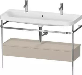 Duravit Happy D.2 Plus Möbelwaschtisch c-shaped mit Metallkonsole bodenstehend 1175 x 490 mm taupe seidenmatt (HP4854O60600000)