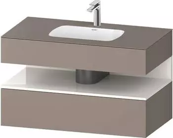 Duravit Qatego Einbauwaschtisch mit Unterbau 1000 mm mit Nischenbeleuchtung basalt matt (QA4786022430010)