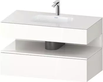 Duravit Qatego Einbauwaschtisch mit Unterbau 1000 mm mit Nischenbeleuchtung wei&szlig; hochglanz (QA4786022220010)