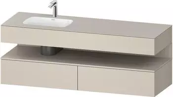 Duravit Qatego Einbauwaschtisch mit Unterbau 1600 mm mit Nischenbeleuchtung taupe supermatt (QA4795091830010)