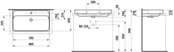 Laufen MEDA Aufsatzwaschtisch 800 x 460 mm weiß matt (H8161177571581)