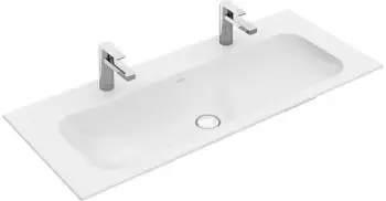 Villeroy & Boch Finion Schrankwaschtisch mit 2 Hahnl&ouml;chern 1200 x 500 mm pure black CeramicPlus (4164C1R7)
