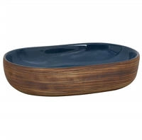 vidaXL Aufsatzwaschbecken Braun und Blau Oval 59x40x14 cm Keramik