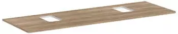 Hansgrohe Xelu Q Konsole mit 2 Ausschnitten 156x55 cm mit Hahnloch eiche natur