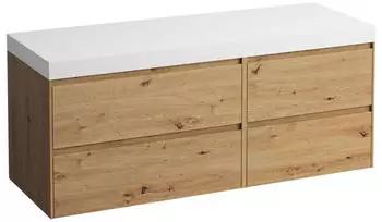 Laufen Lani Waschtischplatte wei&szlig; matt gro&szlig;e Schublade links,1370x495x580mm, H4045801122671, Wildeiche