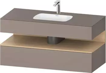 Duravit Qatego Einbauwaschtisch mit Unterbau 1200 mm mit Nischenbeleuchtung basalt matt (QA4787030430010)