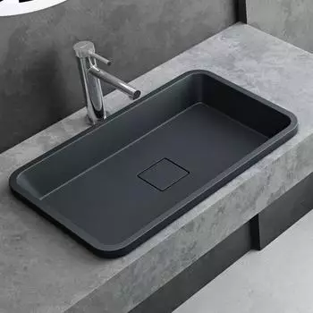 Mai & Mai Einbauwaschbecken Mineralguss eckig Anthrazit Matt (M104)