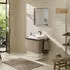 Hansgrohe Xelu Q Konsole mit Ausschnitt mittig 78x55 cm geschliffen 50x48 cm eiche natur