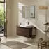 Hansgrohe Xelu Q Konsole mit Ausschnitt mittig 98x55 cm geschliffen 50x48 cm nussbaum dunkel