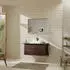 Hansgrohe Xelu Q Konsole mit Ausschnitt mittig 98x55 cm geschliffen 50x48 cm nussbaum dunkel