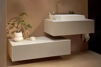 Hansgrohe Xevolos E Konsole 98x55 cm mit Ausschnitt mittig 50 oder 60x48 cm sandbeige matt