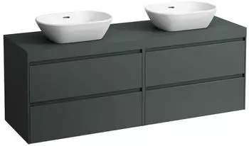 Laufen Lani Waschtischplatte verkehrsgrau 1 Ausschnitt links und rechts, 1570x495x580mm, H4055941122661, Verkehrsgrau