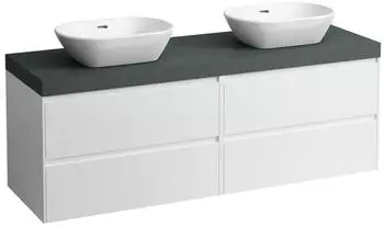 Laufen Lani Waschtischplatte verkehrsgrau 1 Ausschnitt links und rechts, 1570x495x580mm, H4055941122611, Wei&szlig; gl&auml;nzend