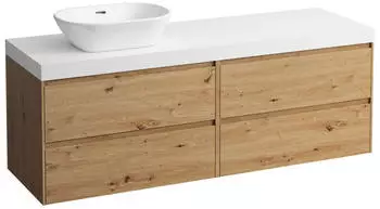 Laufen Lani Waschtischplatte wei&szlig; matt 1 Ausschnitt links, 1570x495x580mm, H4045921122671, Wildeiche