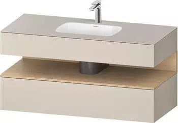 Duravit Qatego Einbauwaschtisch mit Unterbau 1200 mm mit Nischenbeleuchtung taupe supermatt (QA4787030830010)