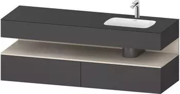 Duravit Qatego Einbauwaschtisch mit Unterbau 1600 mm mit Nischenbeleuchtung graphit matt (QA4796083490010)