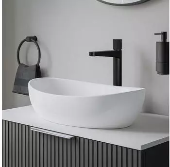 Bernstein PB2004 Aufsatzwaschbecken Oval Mineralguss 55x35cm Weiß Hochglanz (0716669489840)