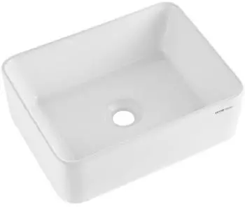 VEVOR Aufsatzwaschbecken rechteckig, Keramik, wei&szlig;, 406x305x133mm (RS1237B)