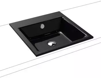 Kaldewei Puro Einbauwaschtisch 46×46cm, Schwarz, Perl-Effekt, ohne Hahnloch (900006003701)