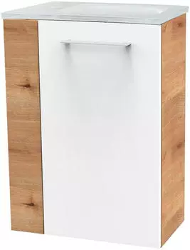 Fackelmann SBC Waschplatz-Set Glas/Holzwerkstoff Asteiche/Wei&szlig; 45cm rechts (SBC)
