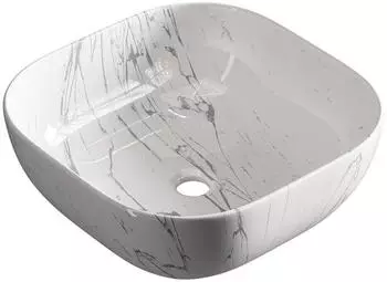 Planetmöbel Aquil Deluxe Aufsatzwaschbecken quadratisch, Marmor Weiß, 42,5x42,5cm (WB-425MRAW-PM)