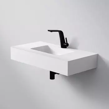 Steinberg Serie 444 Wand-Waschtisch Solid Surface wei&szlig; matt 80cm (444 7020 W)