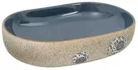 vidaXL Aufsatzwaschbecken Sandfarben Blau Oval 59x40x14 cm Keramik