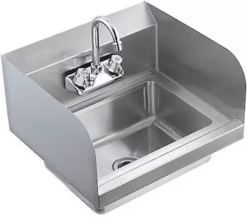 VEVOR Handwaschbecken mit Wasserhahn Wandmontage Edelstahl 432x381x330mm