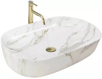 Rea Cleo 61 Aufsatzwaschbecken Oval Keramik Hochglanz Wei&szlig; (REA-U9656)