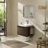 Hansgrohe Xelu Q Konsole mit Ausschnitt mittig 78x55 cm geschliffen 60x48 cm nussbaum dunkel